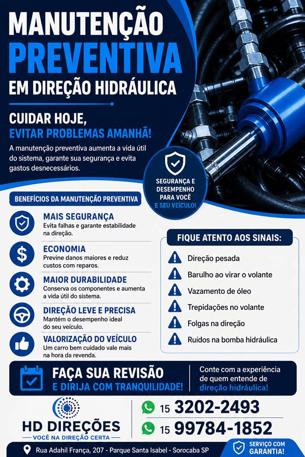 Manutenção de direção hidráulica em Sorocaba